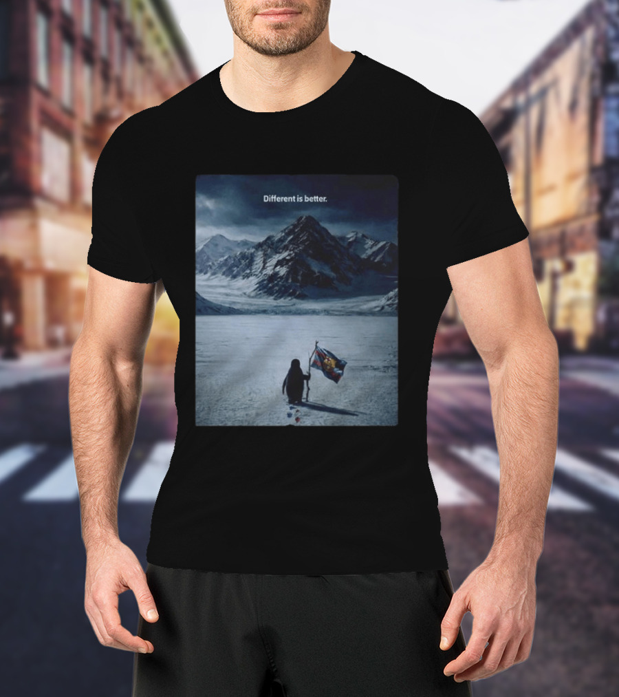 Barcelona Nihilist Penguin Different Is Better Flag Mountain Scene T-Shirt