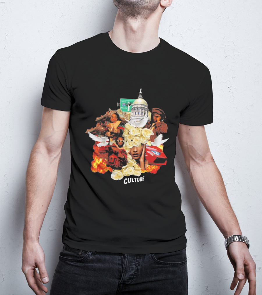 Bravado Migos Culture Album Cover Atlanta Capitol Roses Collage T-Shirt