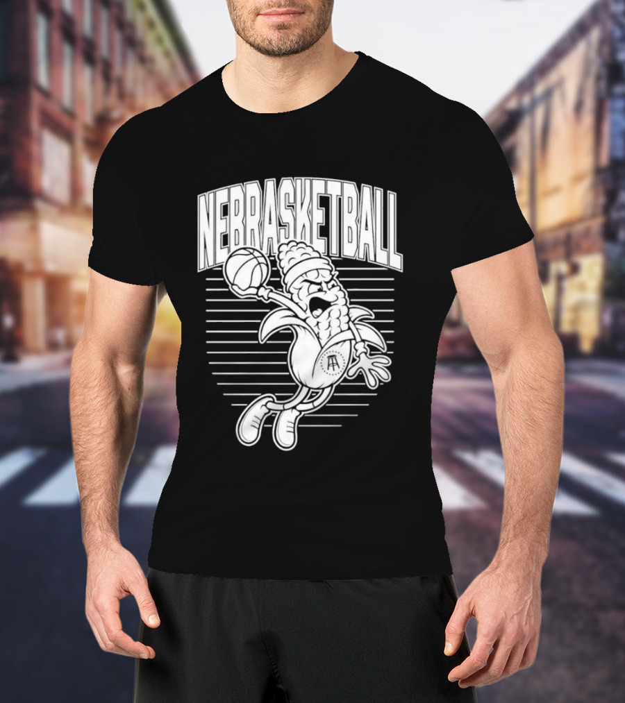 Corn Basketball Playful Cartoon Mascot Dunking T-Shirt