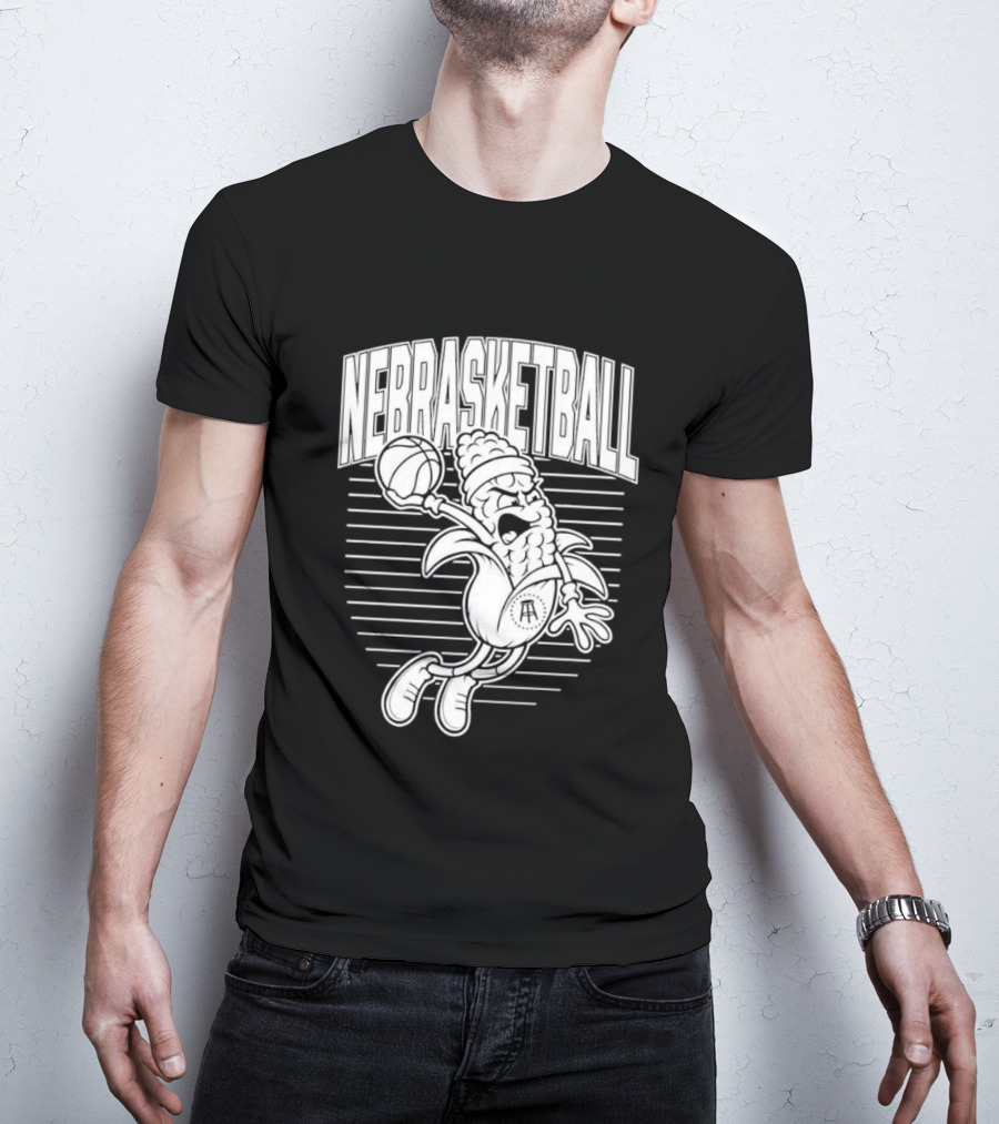 Corn Basketball Playful Cartoon Mascot Dunking T-Shirt