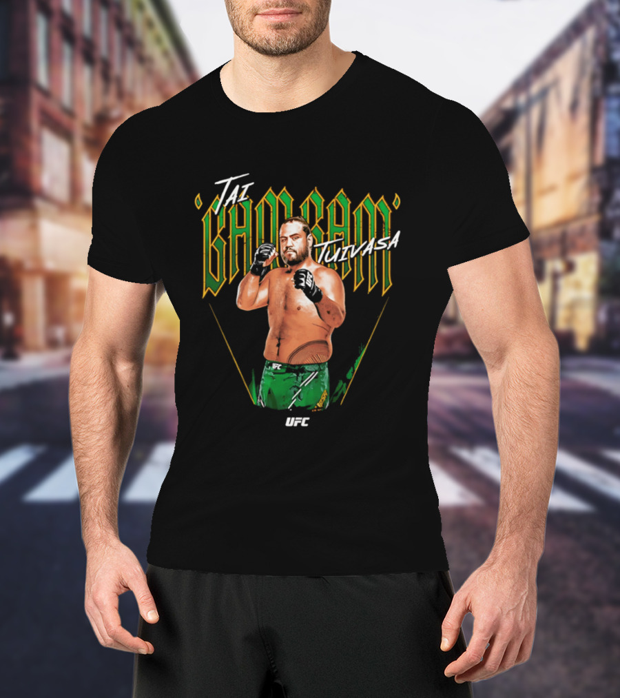 Tai Tuivasa Bam Bam UFC Fighter Green Gloves T-Shirt