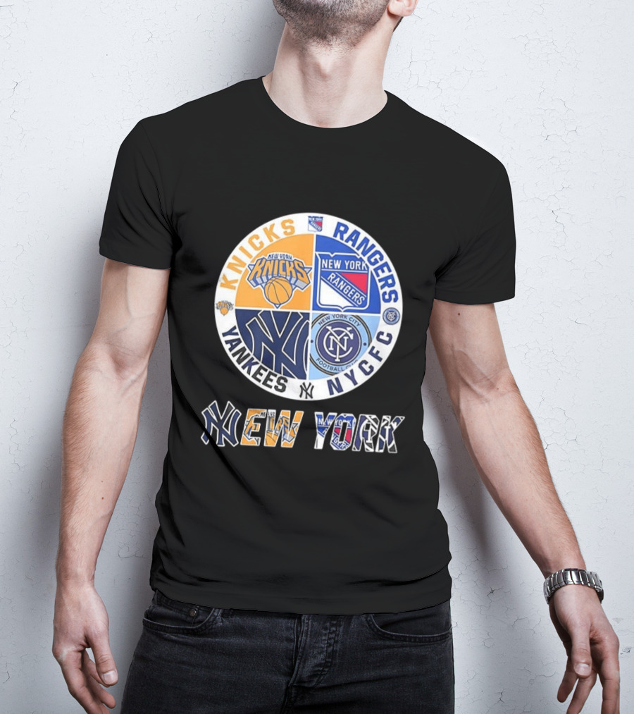 New York Knicks Rangers Yankees NYCFC Sports Teams Mashup T-Shirt
