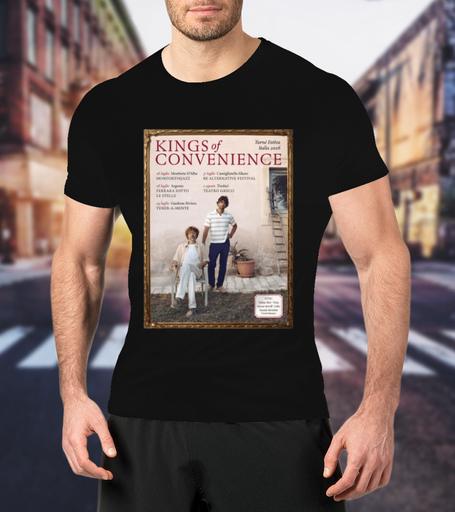 Kings Of Convenience Turne Estiva Italia 2026 Monfortinjazz Ferrara Tener A Mente Teatro Greco Festival T-Shirt