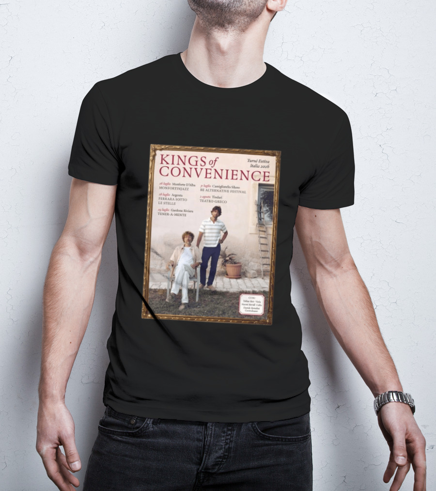 Kings Of Convenience Turne Estiva Italia 2026 Monfortinjazz Ferrara Tener A Mente Teatro Greco Festival T-Shirt