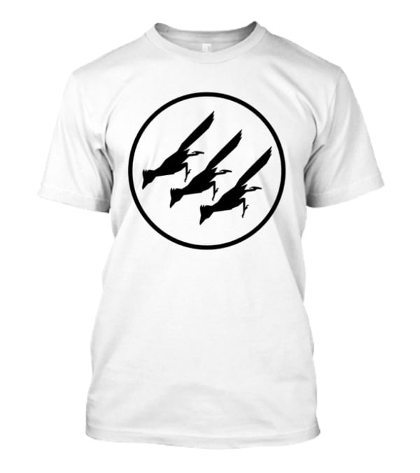 Roadrunner Iron Front Three Bird Silhouette Circle T-Shirt