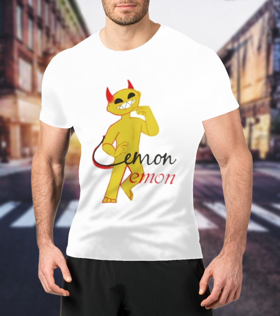 Demon Heavy Blend Lemon Demon Red Horns Yellow T-Shirt