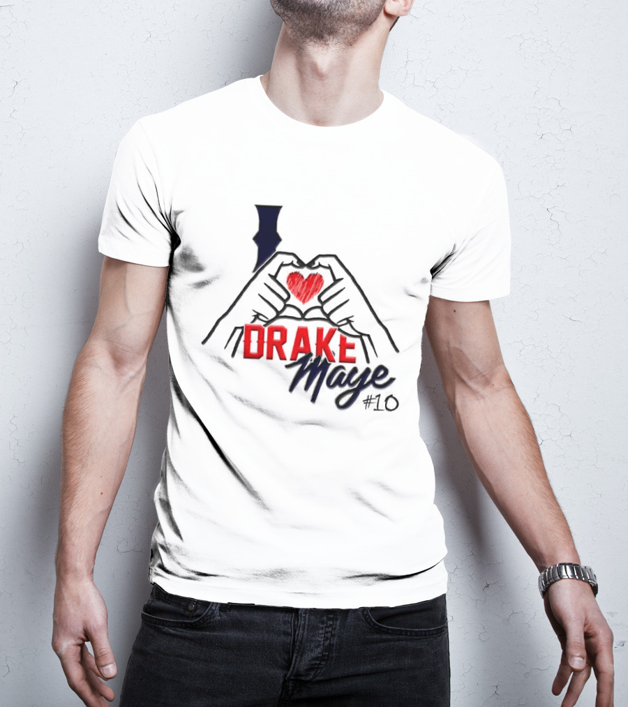 I Love Drake Maye #10 Heart Hands New England Patriots T-Shirt