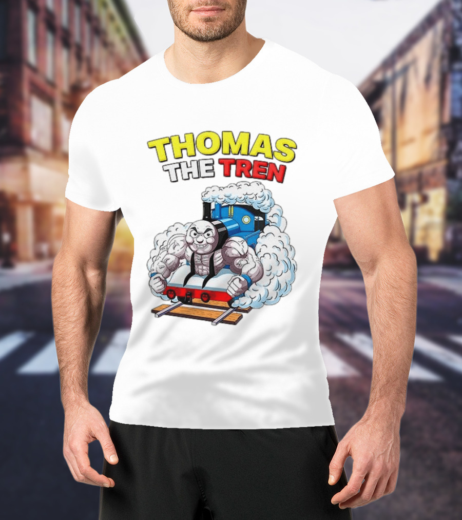THOMAS THE TREN Cartoon Muscular Engine Puffing Steam T-Shirt