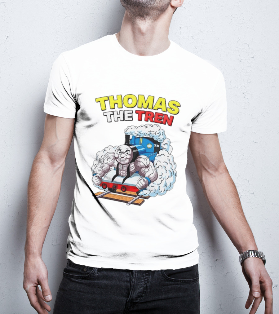 THOMAS THE TREN Cartoon Muscular Engine Puffing Steam T-Shirt