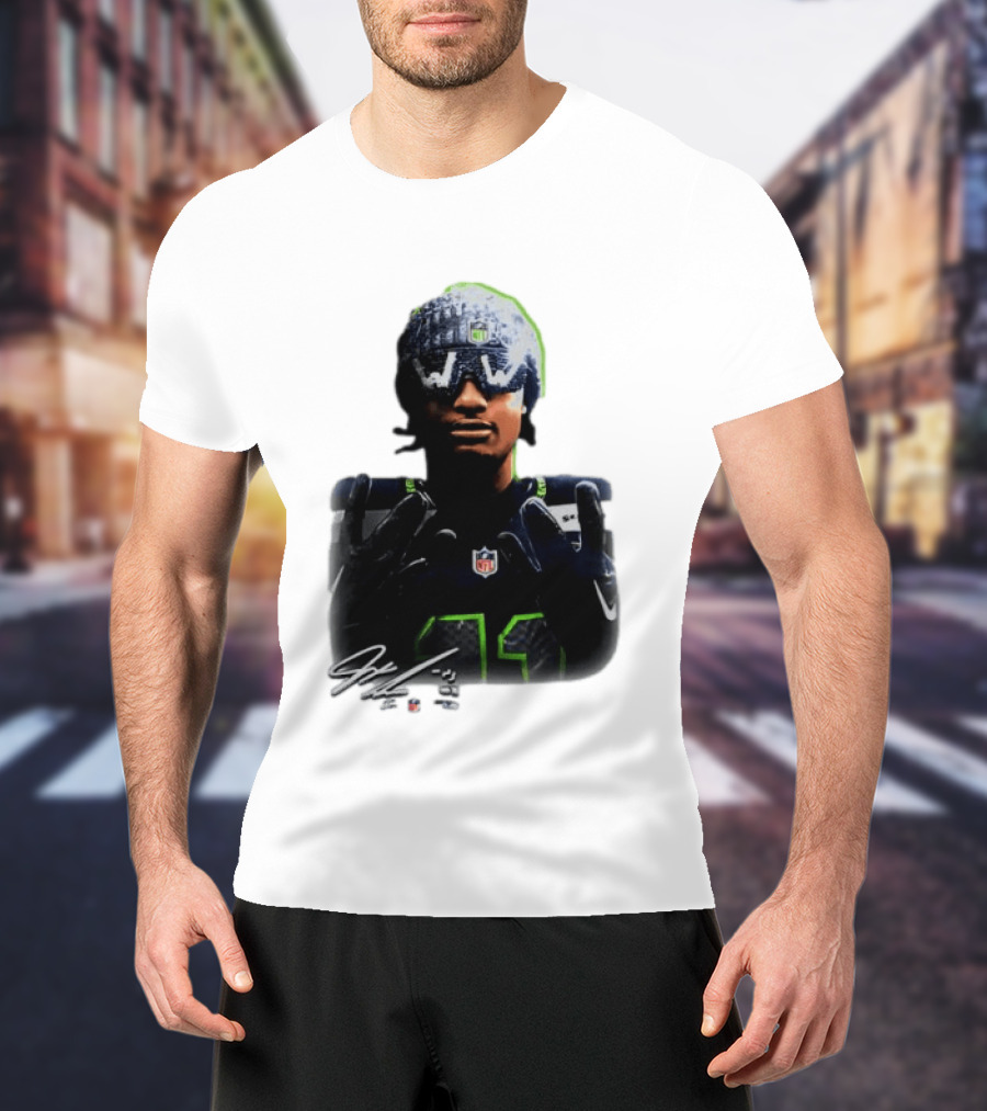 Jaxon Smith Njigba Seattle Seahawks Beanie Bling WW Sunglasses NFL Player Signature T-Shirt