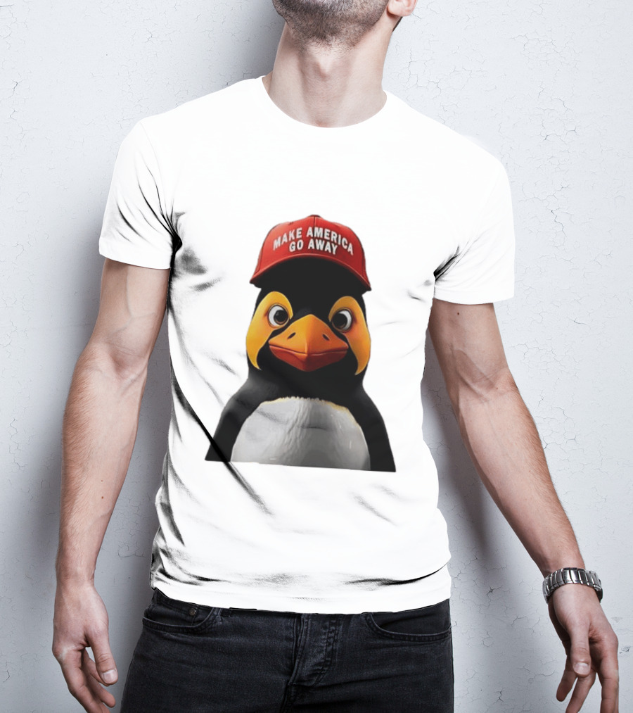 Make America Go Away Red Hat Penguin Iconic Humor T-Shirt