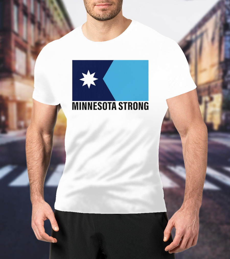 Minnesota Strong Star Icon Blue Rectangular Flag T-Shirt