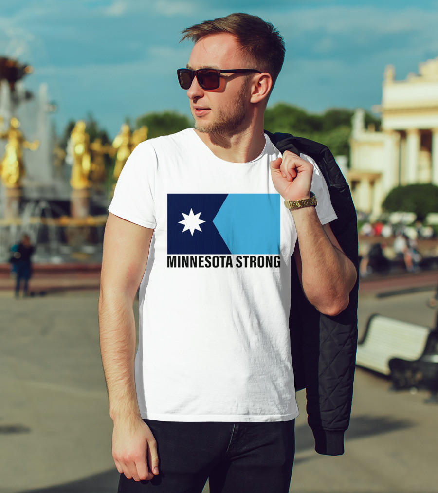 Minnesota Strong Star Icon Blue Rectangular Flag T-Shirt
