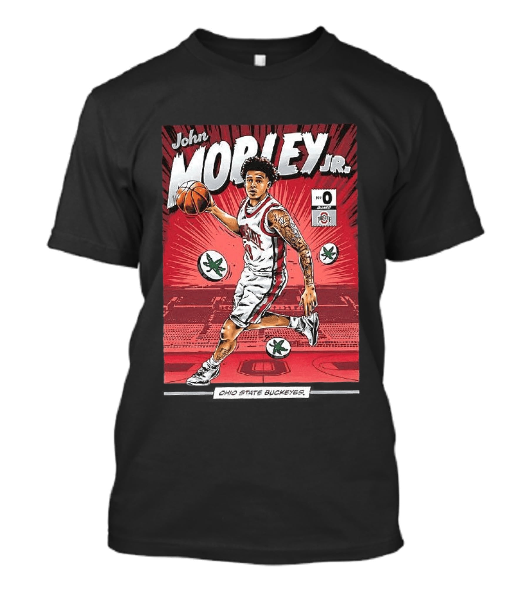 John Mobley Jr Ohio State Buckeyes NCAA Basketball Number 0 Comic T-Shirt
