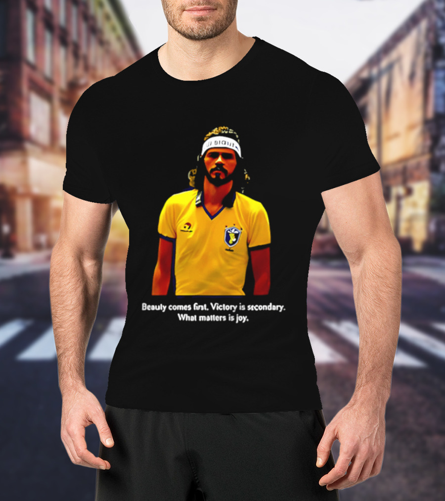 Beauty Comes First Victory Secondary Joy Matters Tennis Player Yellow T-Shirt