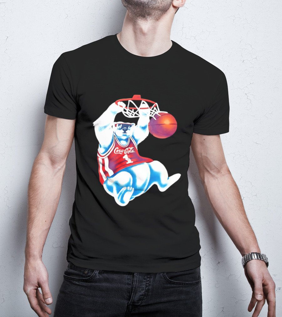 Coca Cola Polar Bear Basketball Dunk Red Jersey T-Shirt