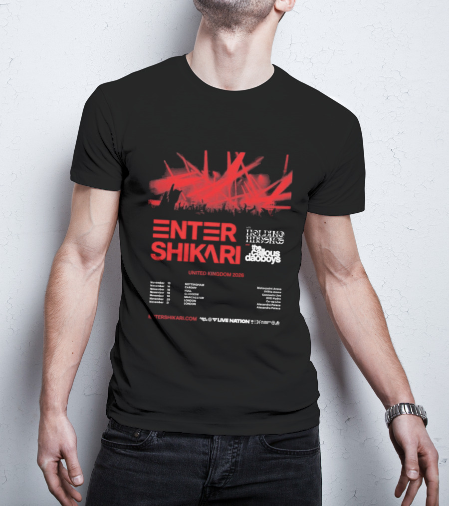 Enter Shikari United Kingdom Tour 2026 Featuring Holding Absence Cody Frost T-Shirt