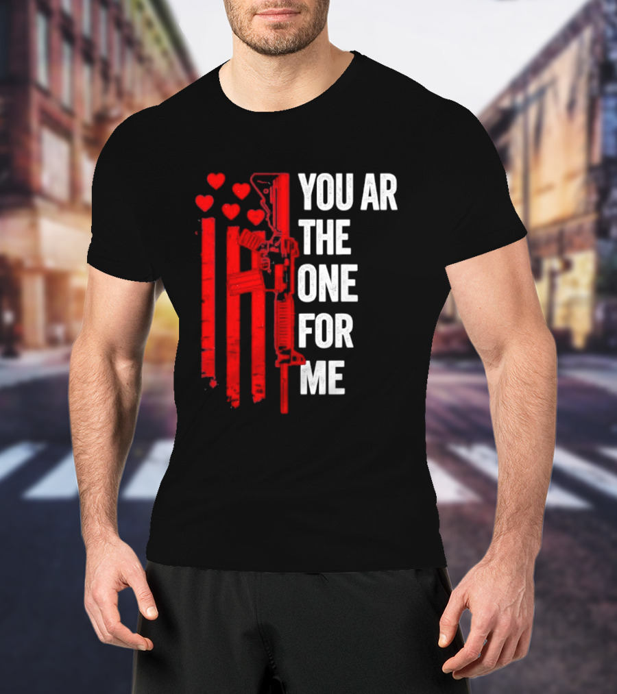 You Ar The One For Me Red Hearts Flag Visual T-Shirt