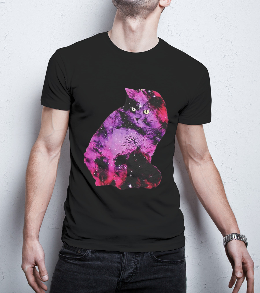Galaxy Cat Joey Rooney Purple Nebula Cosmic T-Shirt