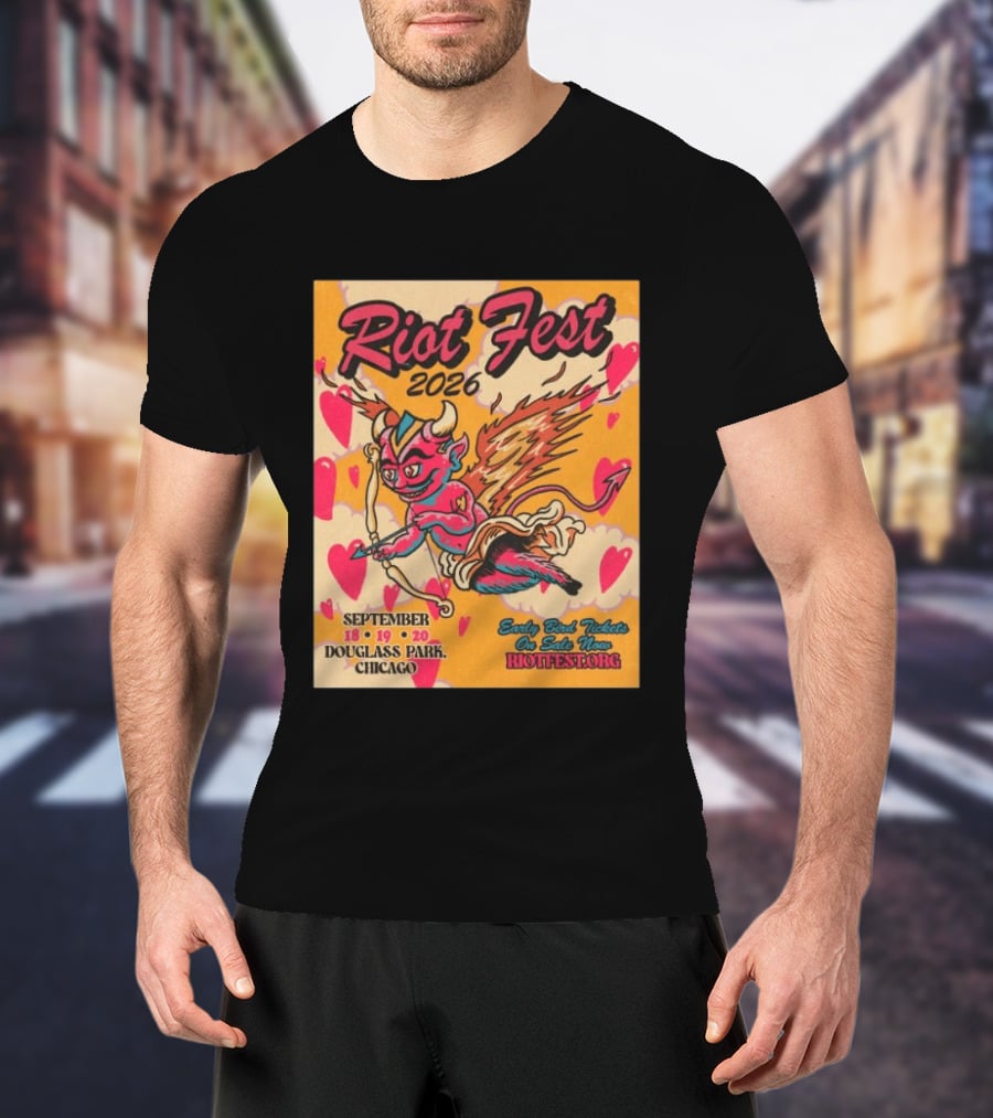 Riot Fest 2026 Douglass Park Chicago Sep 18 19 20 Devil Heart Wings T-Shirt