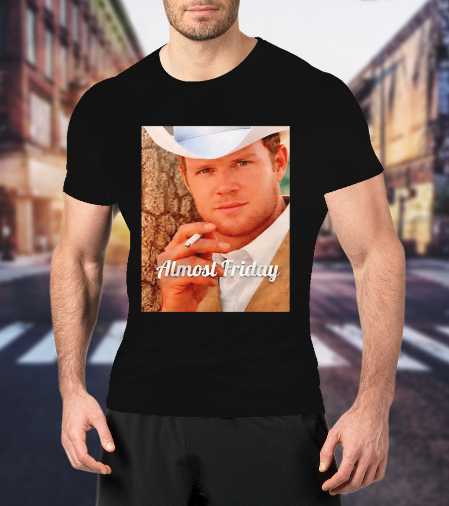 Almost Friday Cowboy Smoking Cigarette T-Shirt