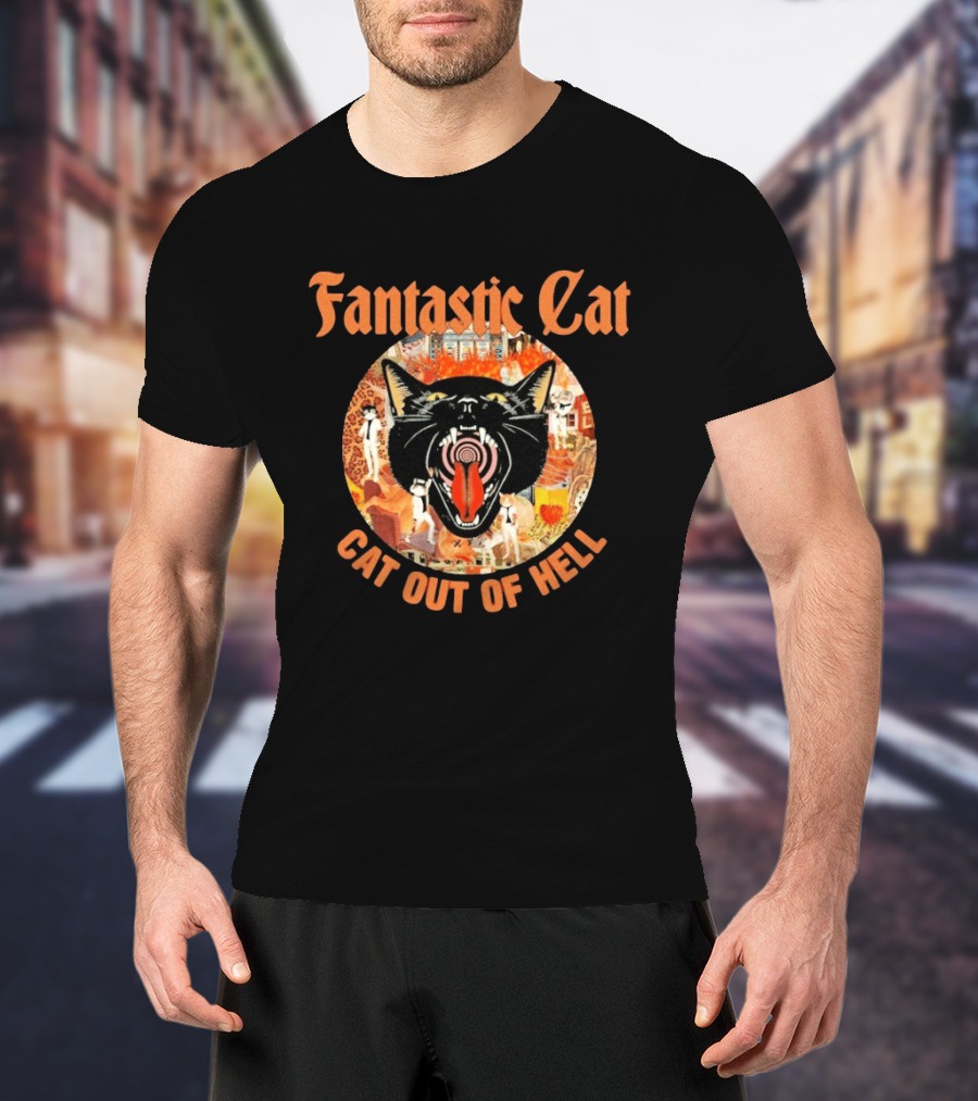 Fantastic Cat Cat Out Of Hell Vintage Rock T-Shirt
