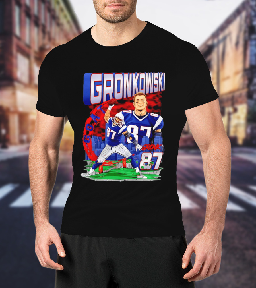 Gronkowski Goat 87 Football Player Tight End Action T-Shirt