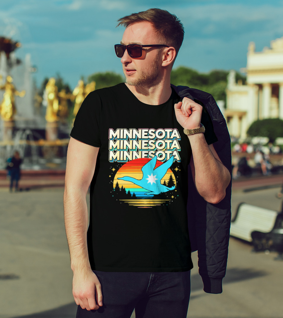MINNESOTA Resistance 2026 Goose Sunset Forest Scene T-Shirt
