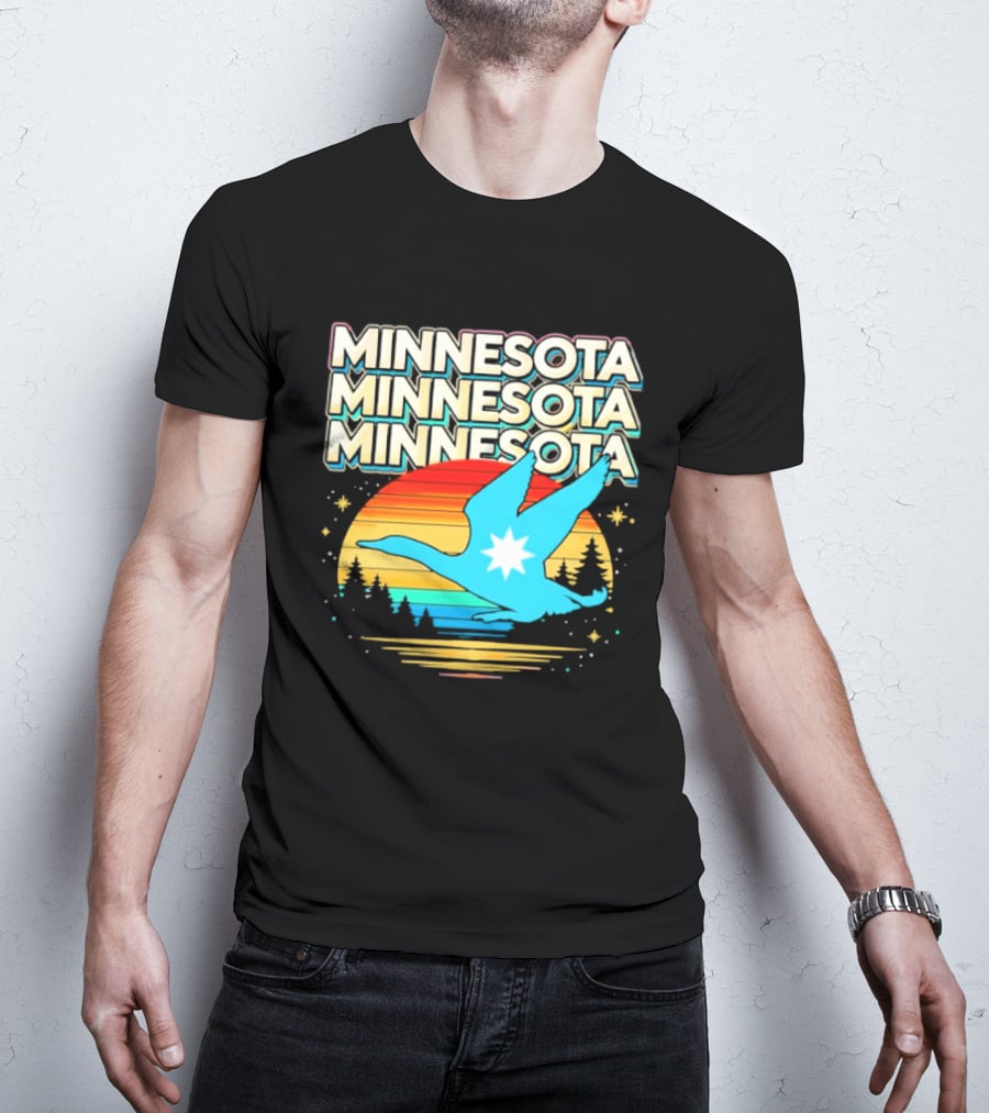 MINNESOTA Resistance 2026 Goose Sunset Forest Scene T-Shirt