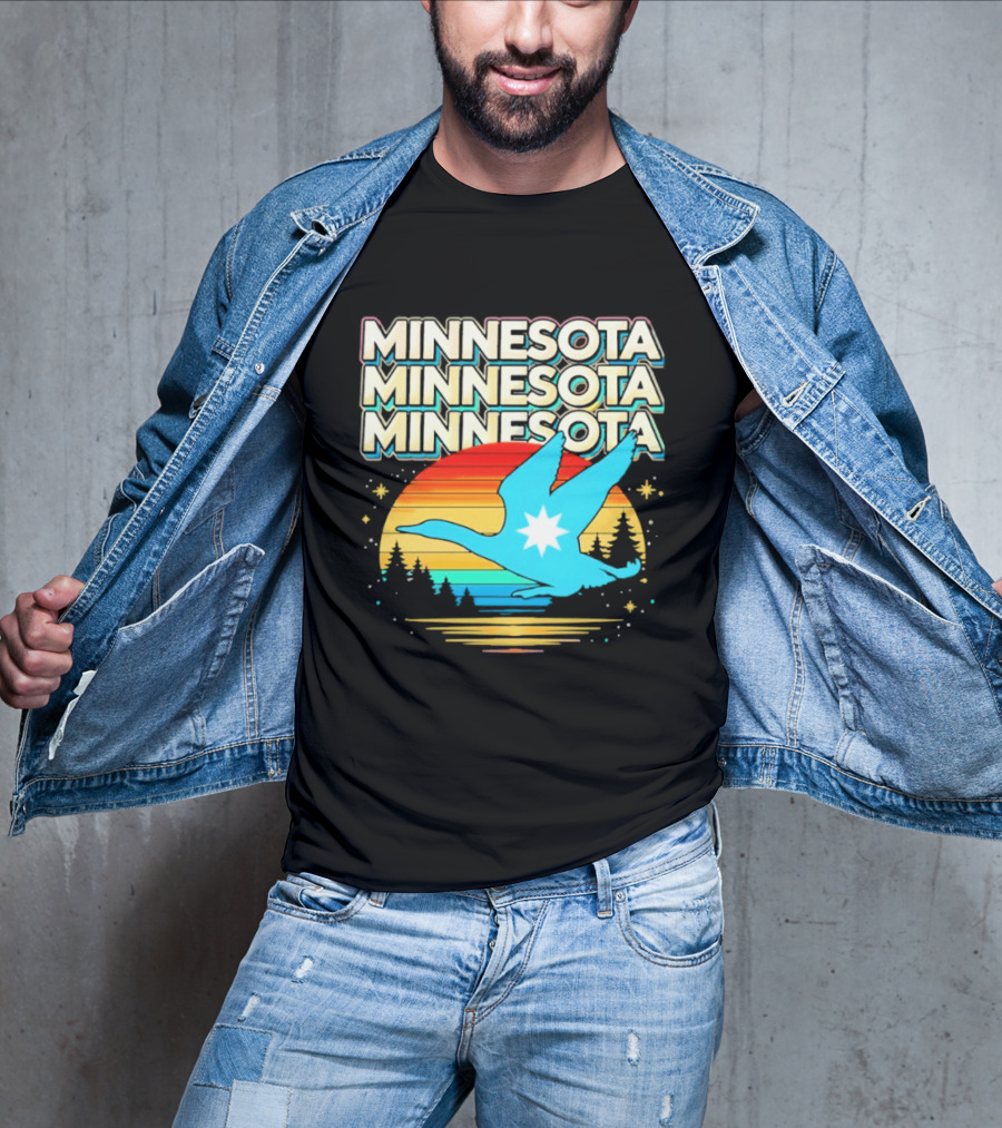 MINNESOTA Resistance 2026 Goose Sunset Forest Scene T-Shirt