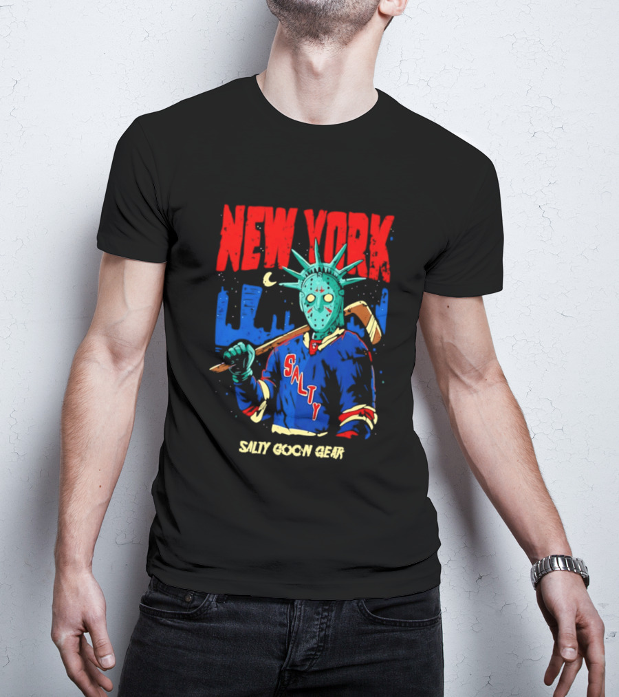New York Salty Goon Liberty Mask Hockey Player Salty Goon Gear T-Shirt
