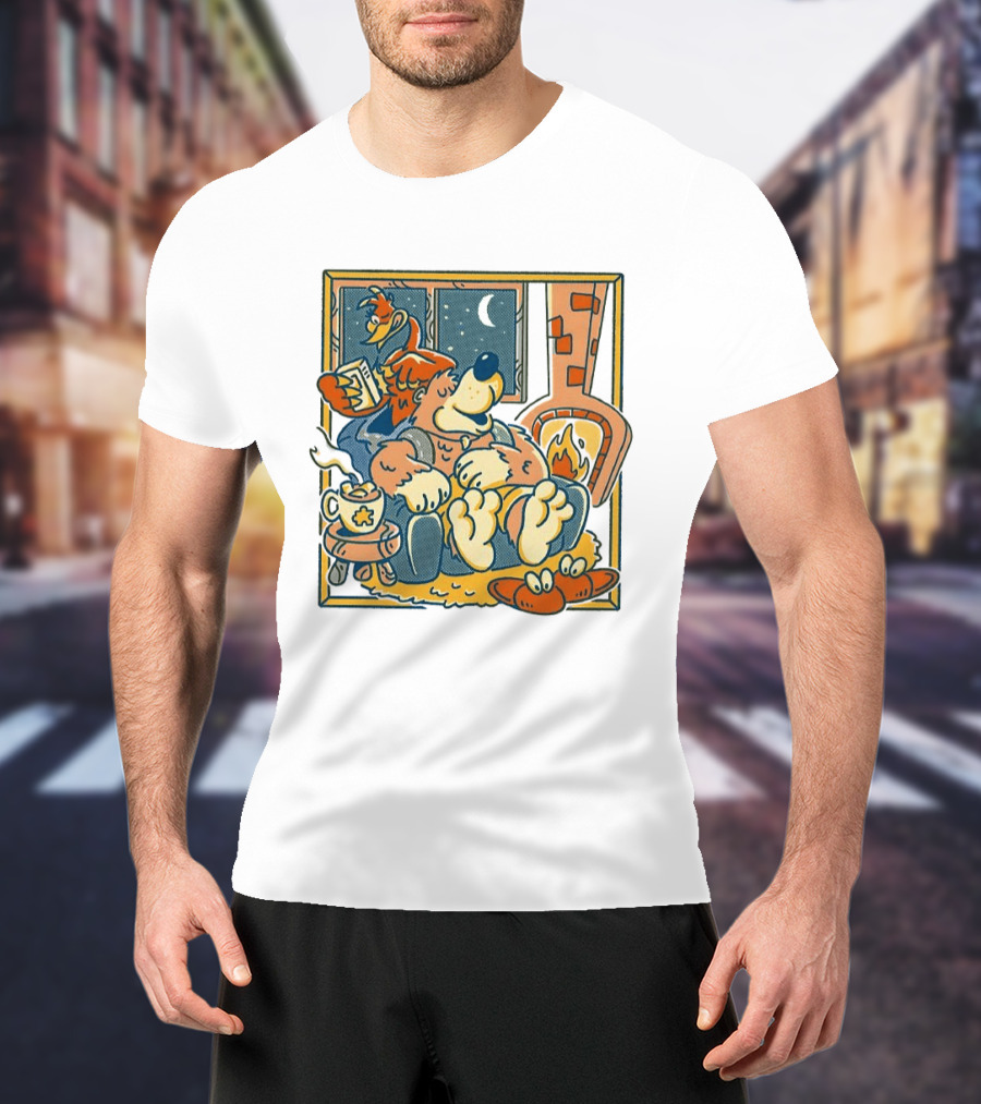 Banjo And Kazooie Cozy Fireplace Retro Gaming Night Moon🌛 T-Shirt