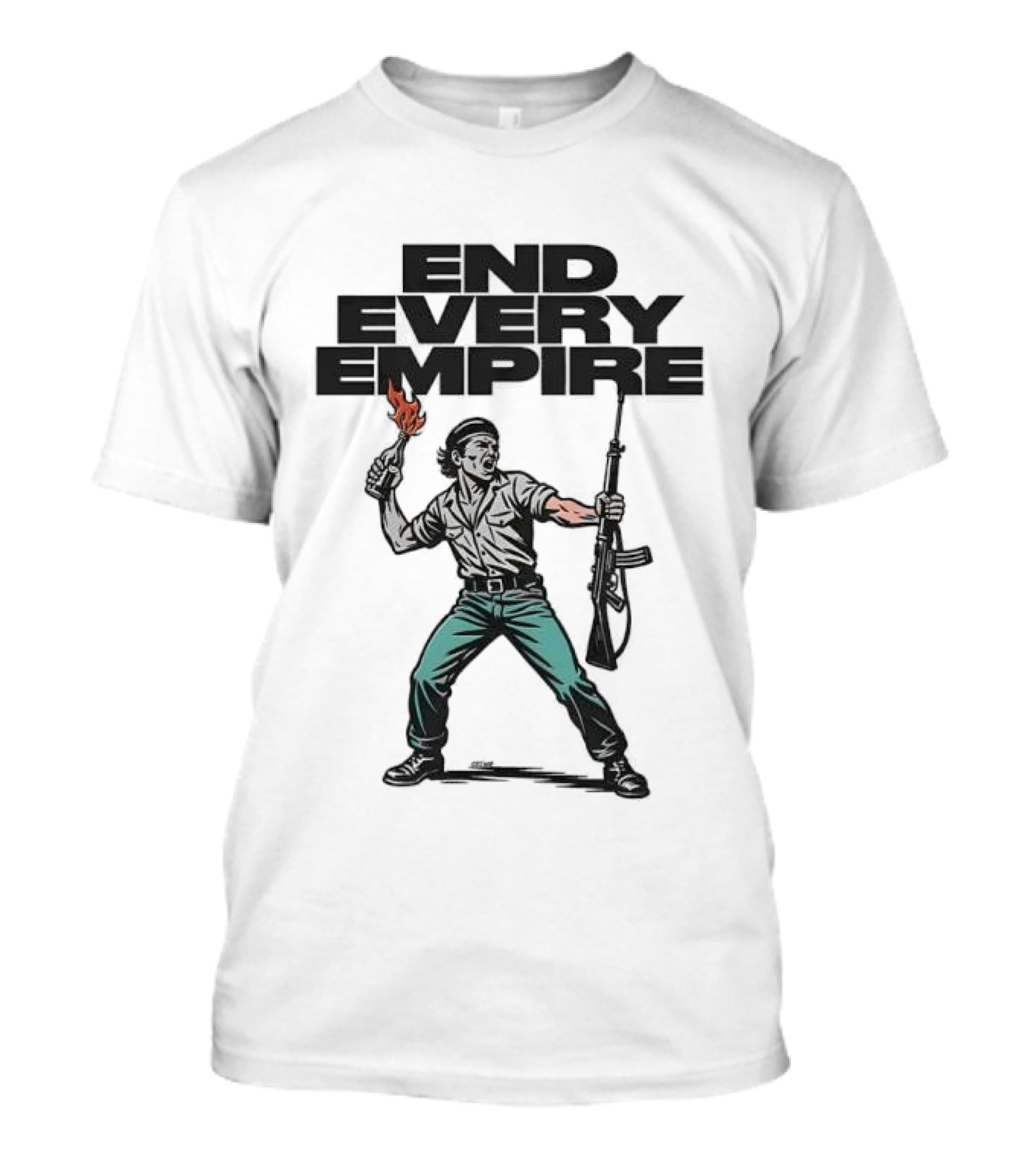 END EVERY EMPIRE Revolutionary Figure With Torch And Rifle T-Shirt