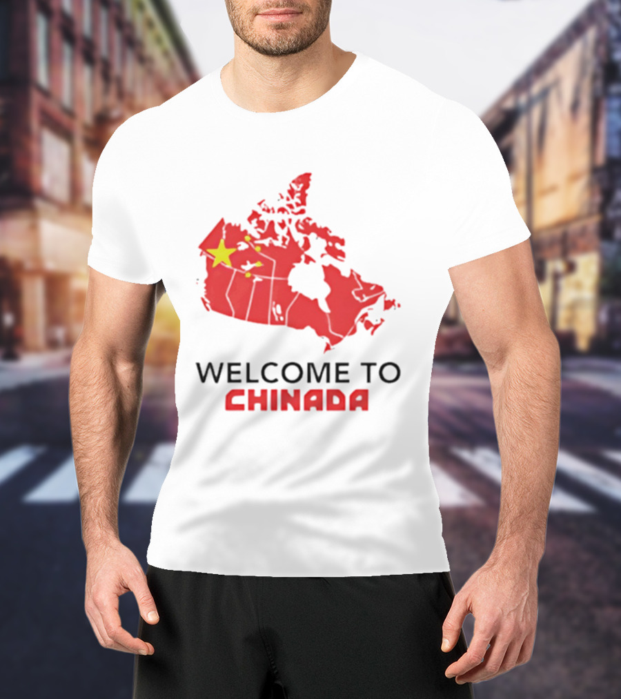 Welcome To Chinada Canada Map Redesign With Bold Text And Yellow Stars T-Shirt