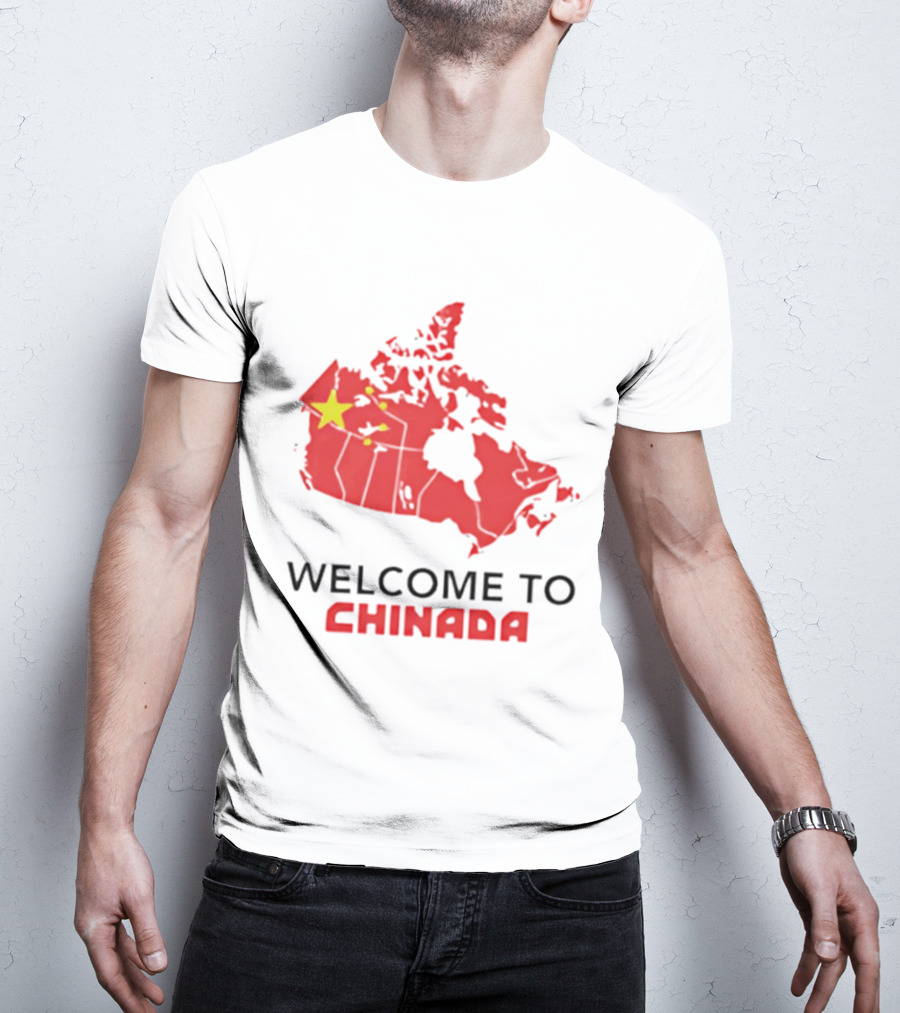 Welcome To Chinada Canada Map Redesign With Bold Text And Yellow Stars T-Shirt