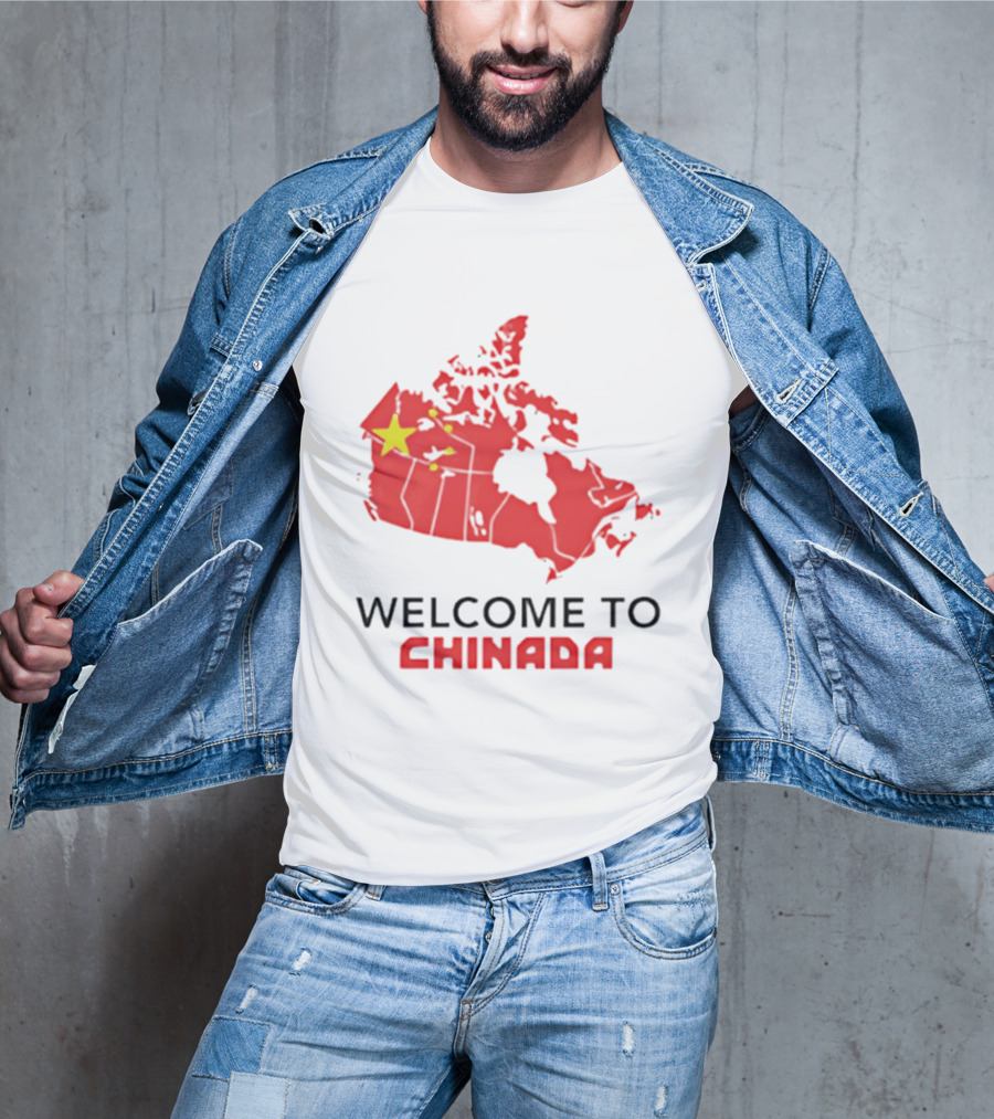 Welcome To Chinada Canada Map Redesign With Bold Text And Yellow Stars T-Shirt