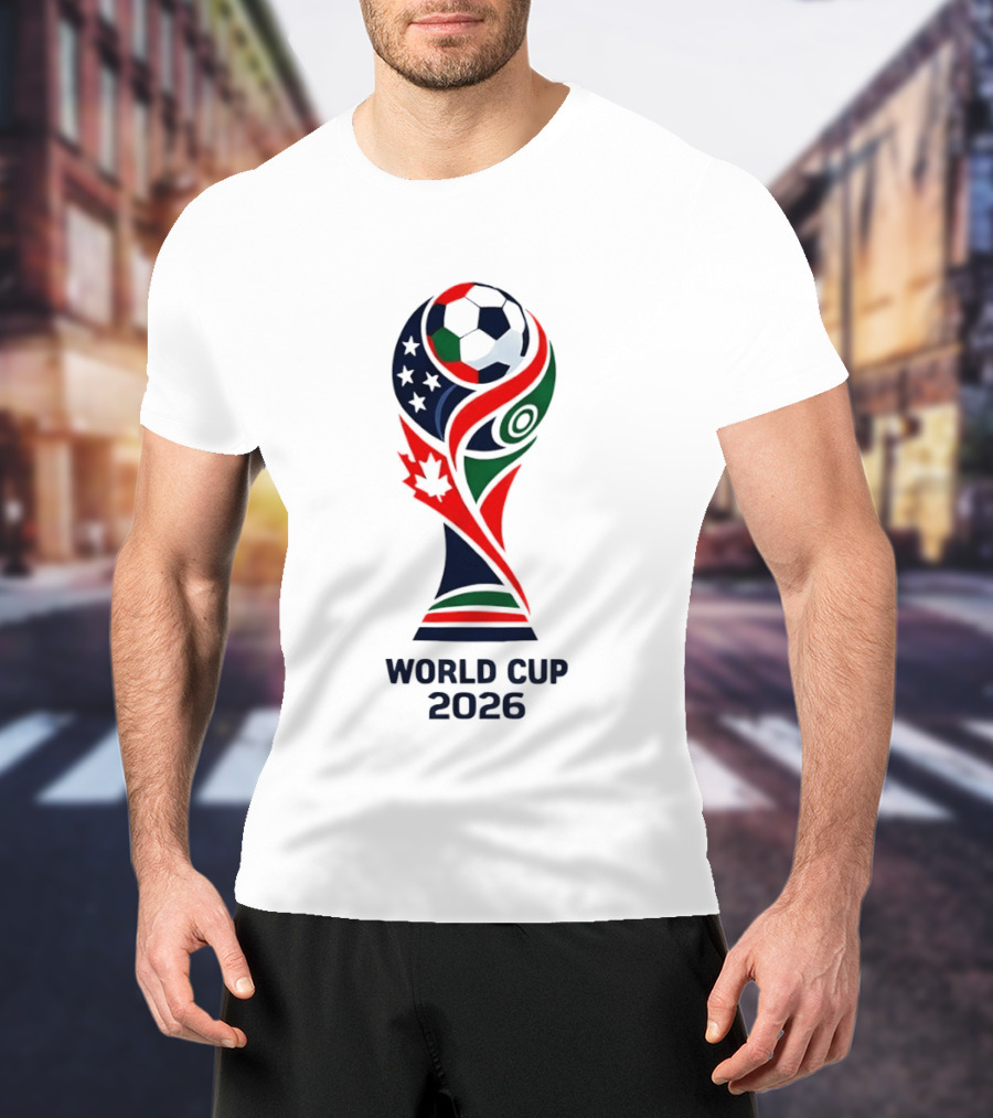 World Cup 2026 Trophy With Soccer Ball And Maple Leaf T-Shirt