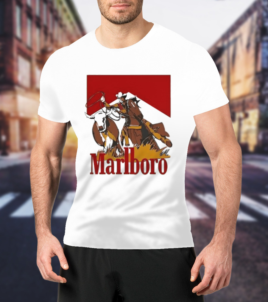 Marlboro Cowboy With Lasso Riding Horse Rugged Outdoors Adventure T-Shirt