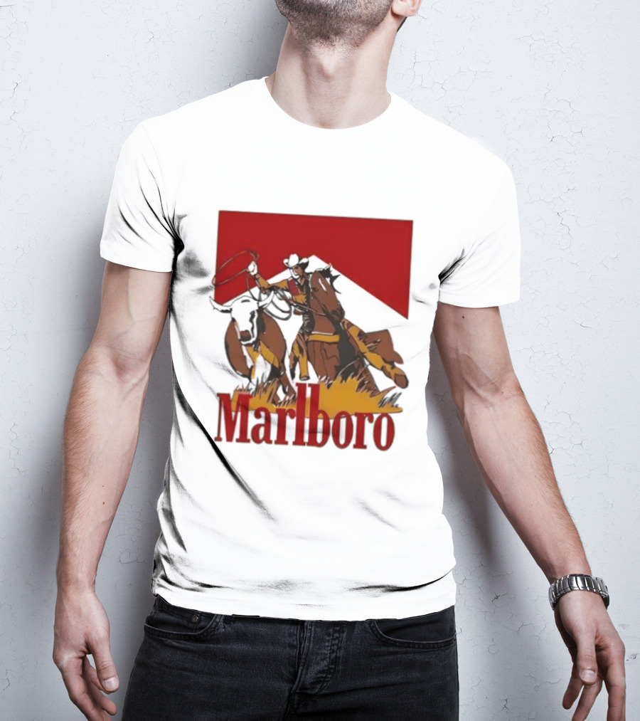 Marlboro Cowboy With Lasso Riding Horse Rugged Outdoors Adventure T-Shirt