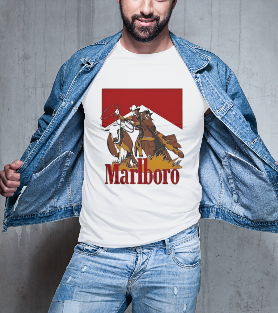 Marlboro Cowboy With Lasso Riding Horse Rugged Outdoors Adventure T-Shirt