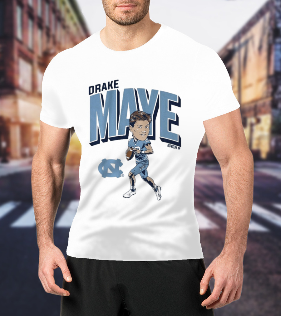 North Carolina Tar Heels Drake Maye Caricature Football Player T-Shirt