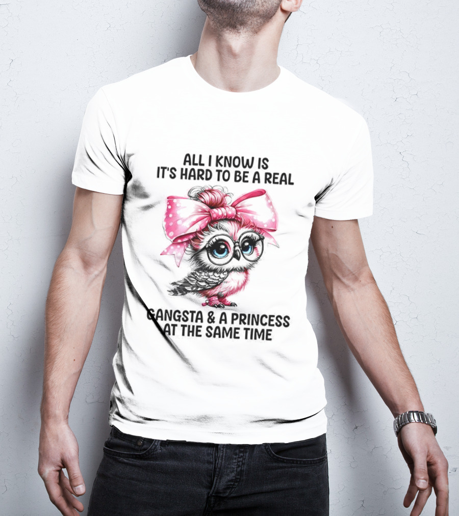 All I Know Is It's Hard To Be A Real Gangsta And A Princess Owl T-Shirt