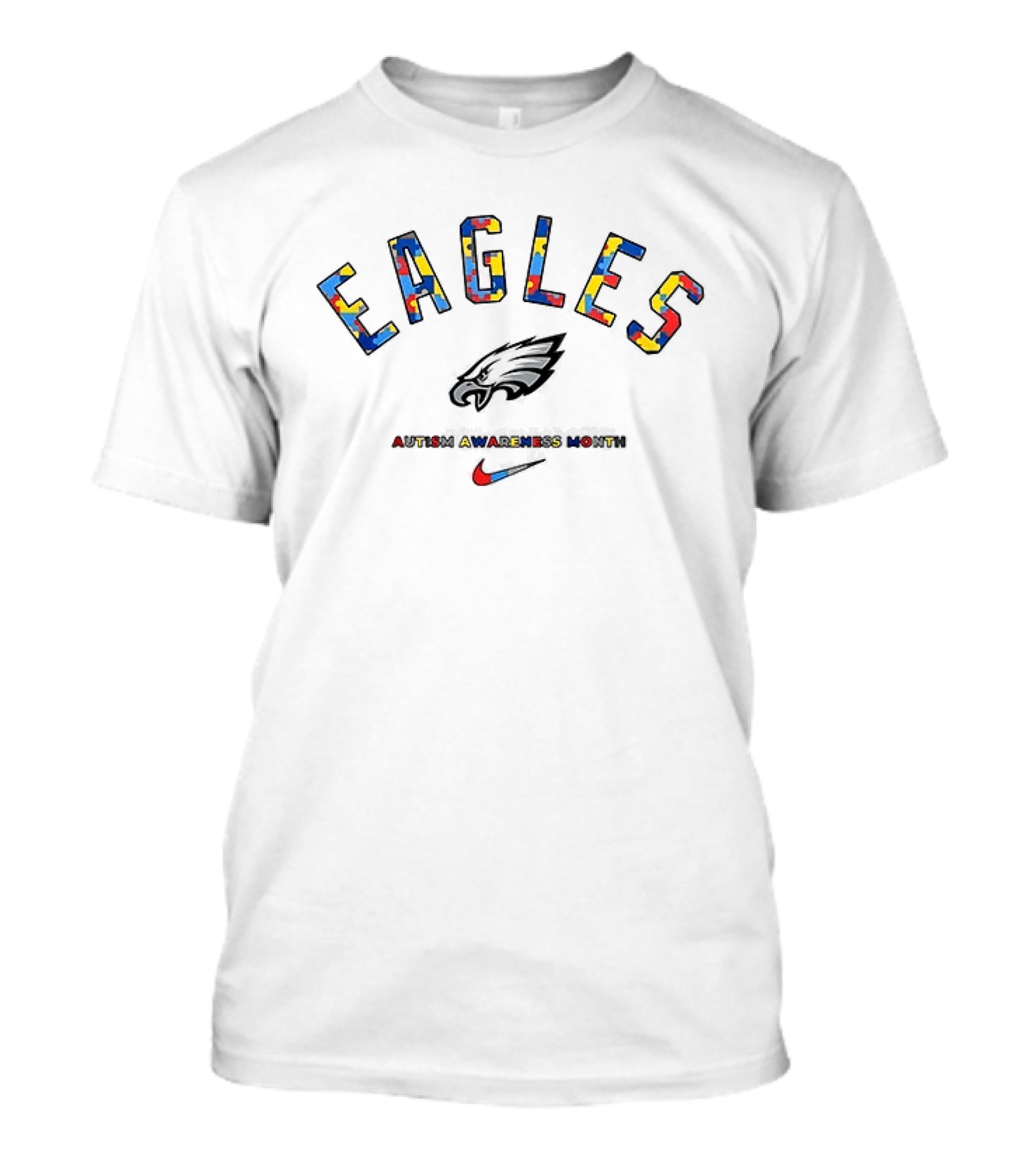 Philadelphia Eagles Autism Awareness Month Eagles Logo Puzzle تصميم T-Shirt