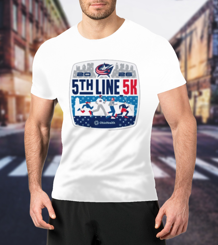 Columbus Blue Jackets 2026 5th Line 5K OhioHealth Event T-Shirt