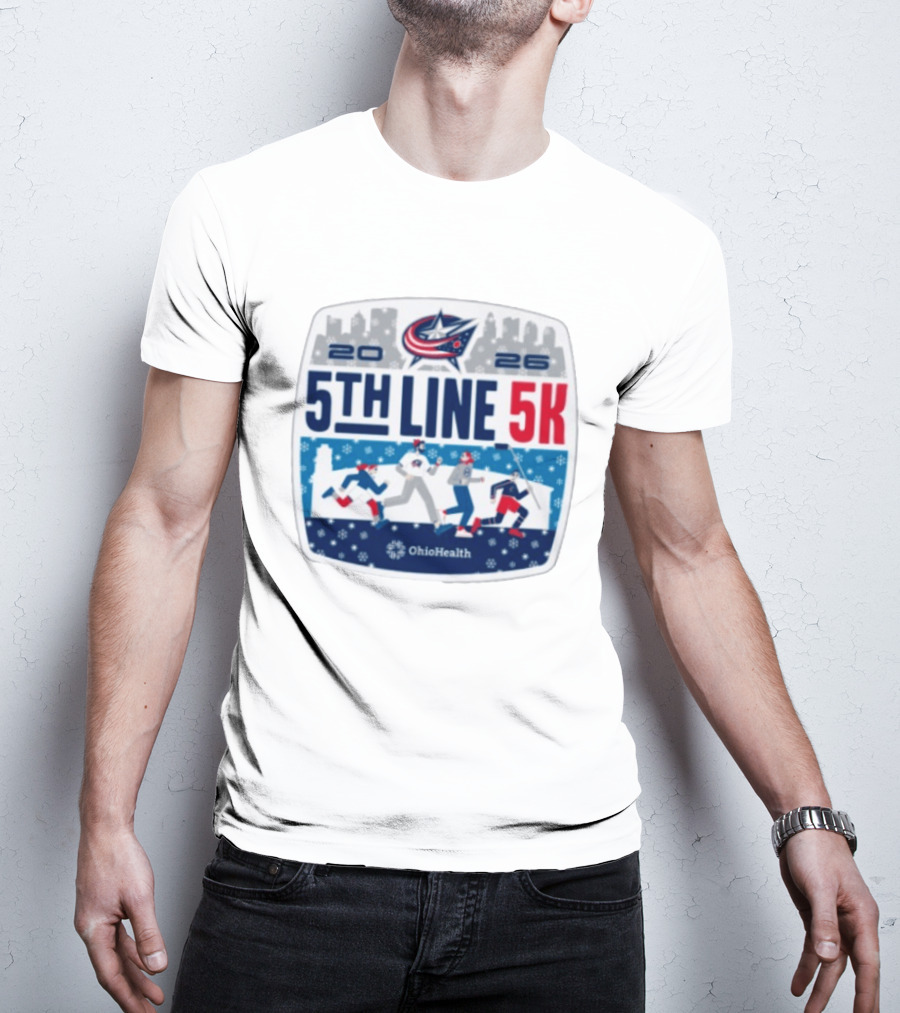 Columbus Blue Jackets 2026 5th Line 5K OhioHealth Event T-Shirt