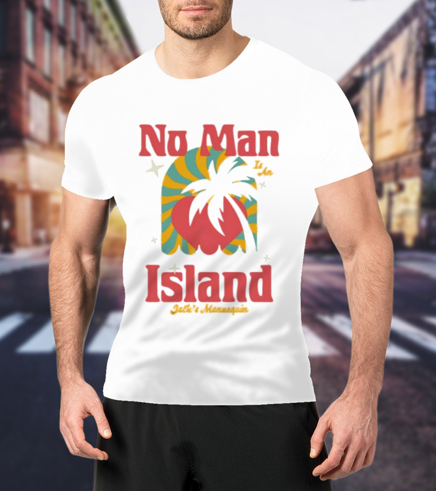 No Man Is An Island Jack's Mannequin Beachy Palm Tree Striped Heart Retro Vibes T-Shirt