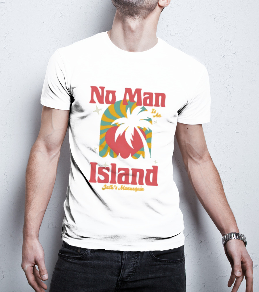 No Man Is An Island Jack's Mannequin Beachy Palm Tree Striped Heart Retro Vibes T-Shirt