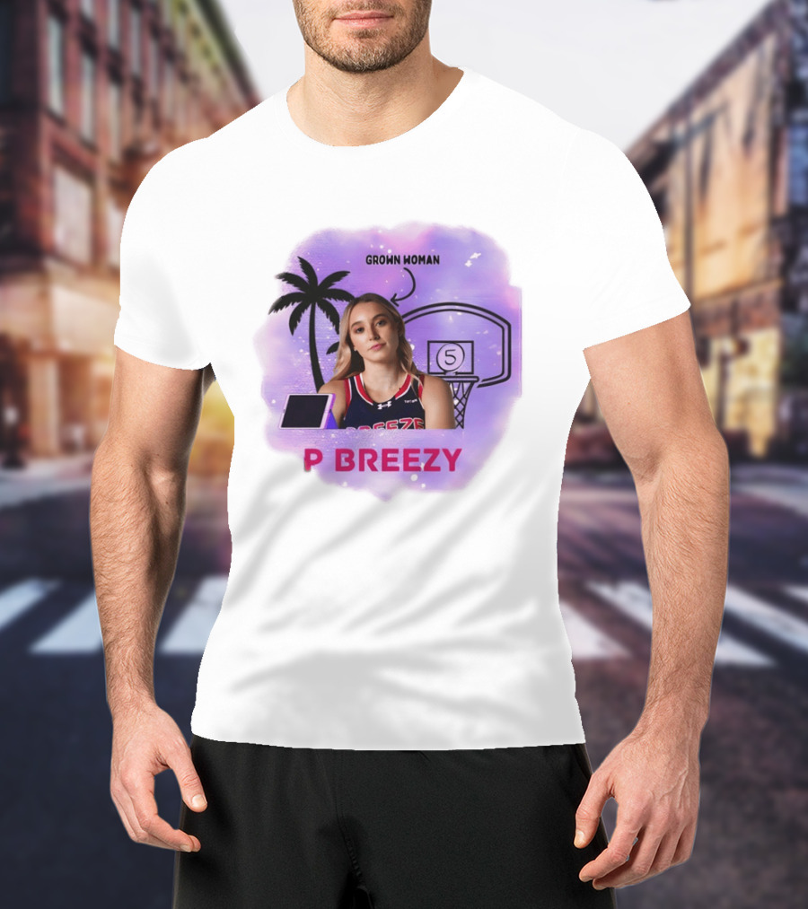 Grown Woman P Breezy Basketball Palm Tree T-Shirt