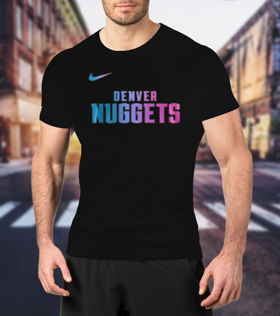 Nike Denver Nuggets Cyberpunk Style Retro Neon T-Shirt