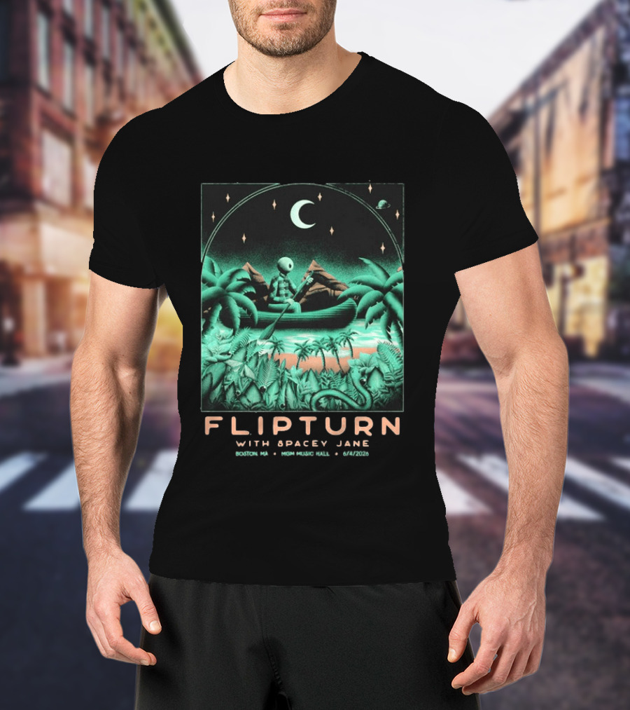 FLIPTURN With Spacey Jane MGM Music Hall Boston 6 4 2026 Art Alien Canoe Scene T-Shirt